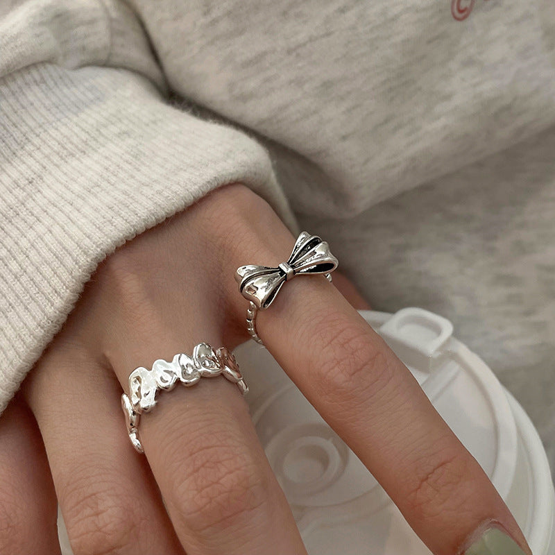 Niche Design Bow Stacking Vintage Rings