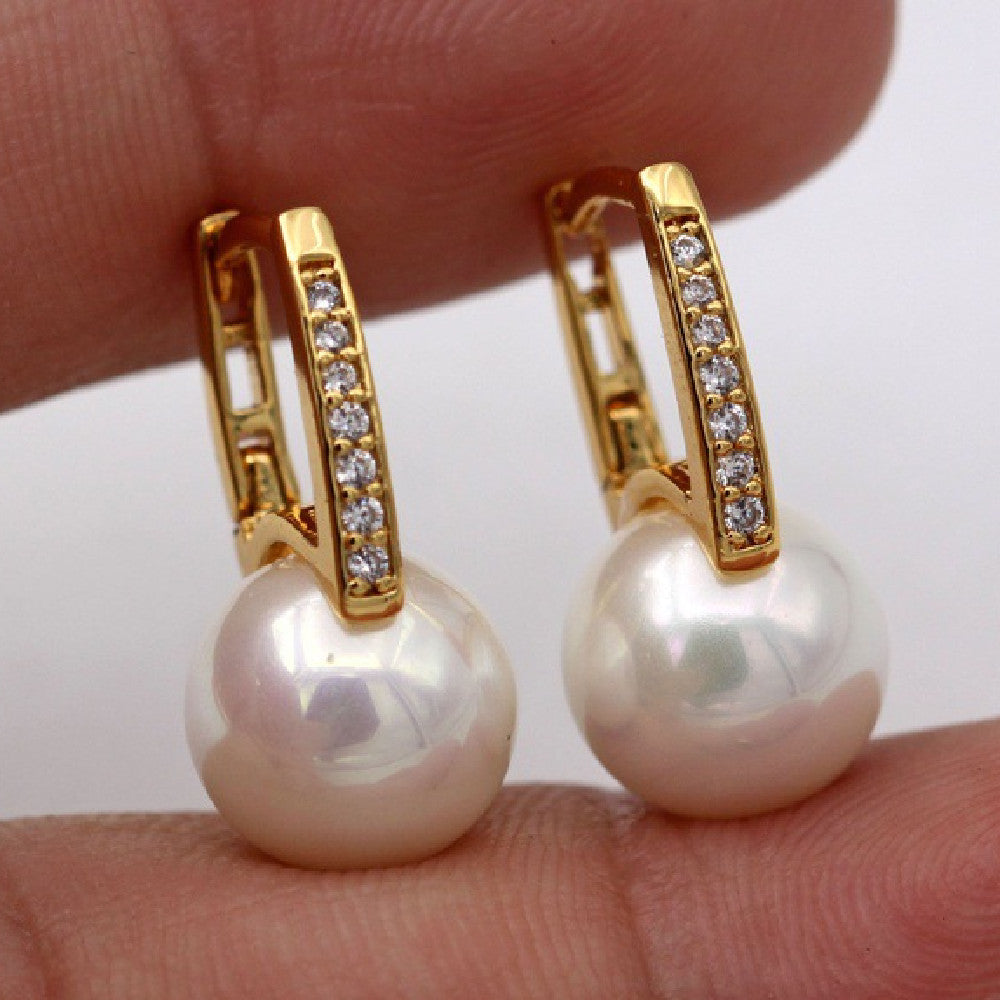 Gem Pearl Hoop Earrings