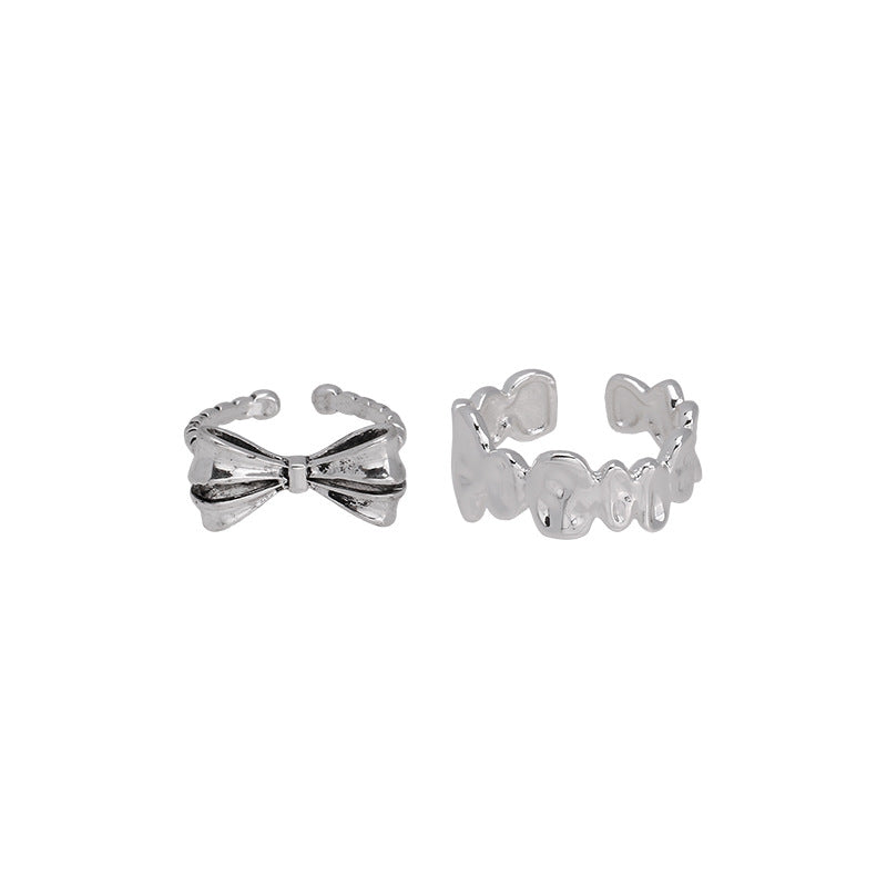 Niche Design Bow Stacking Vintage Rings