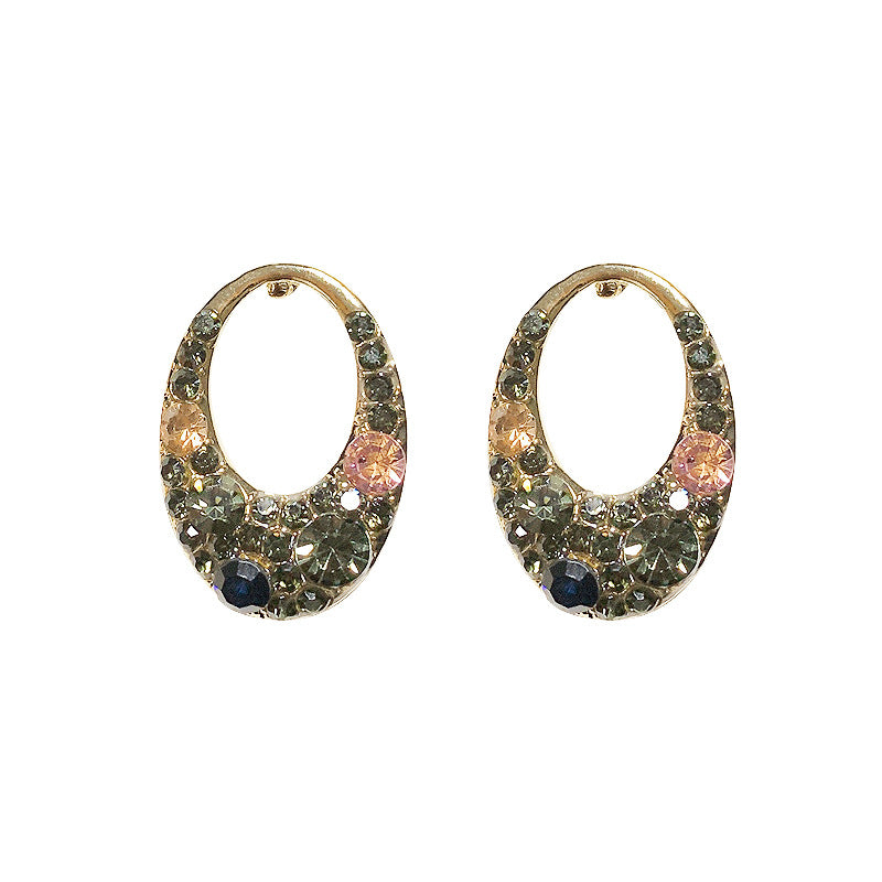 Retro Diamond Oval Stud Earrings